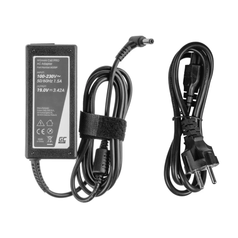 Green Cell PRO Charger / AC Adapter 19V 3.42A 65W for Asus R510C R510L R556L X550C X550L Toshiba Satellite C650 L750 - Image 4
