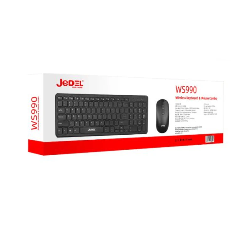 Jedel WS990 Wireless Multimedia Keyboard & Optical Mouse Desktop Kit, Black - Image 2