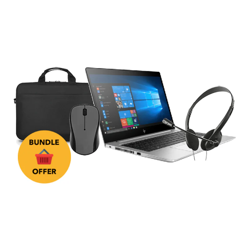Teqcycle Remanufactured HP Elitebook 840 G6 Core i5-8265U Bundle with Bag/Mouse/Headset